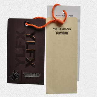 Black cardboard embossed hangtag QD-HT-0026